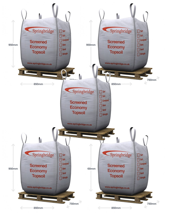 5 Standard Screened Economy Topsoil Bulk Bag Bundle